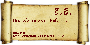 Bucsánszki Beáta névjegykártya