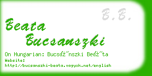 beata bucsanszki business card